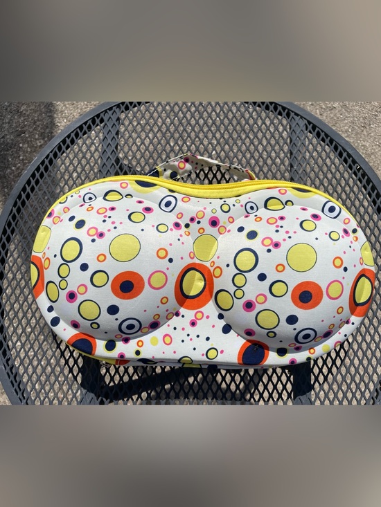 Handbags - Women’s White Multi-Color Bubble Print Top-Handle Bag, bra travel storage